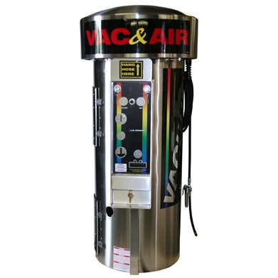 JE Adams Vacuum and Air Machine GAST Compressor Bill Acceptor Retractable Hose Reel Vault Ready